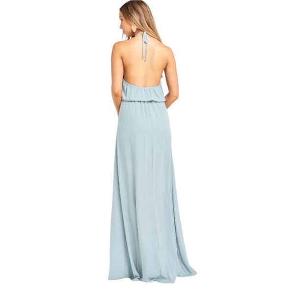 Show Me Your Mumu Bridesmaid Heather Halter Dress in Silver Sage Crisp Medium - Picture 3 of 6